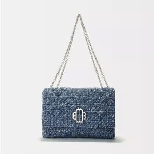Maje Clover Shoulder Bag In Blue Marl Tweed
